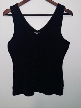 Cache Black Sparkle V-Neck Tank Top